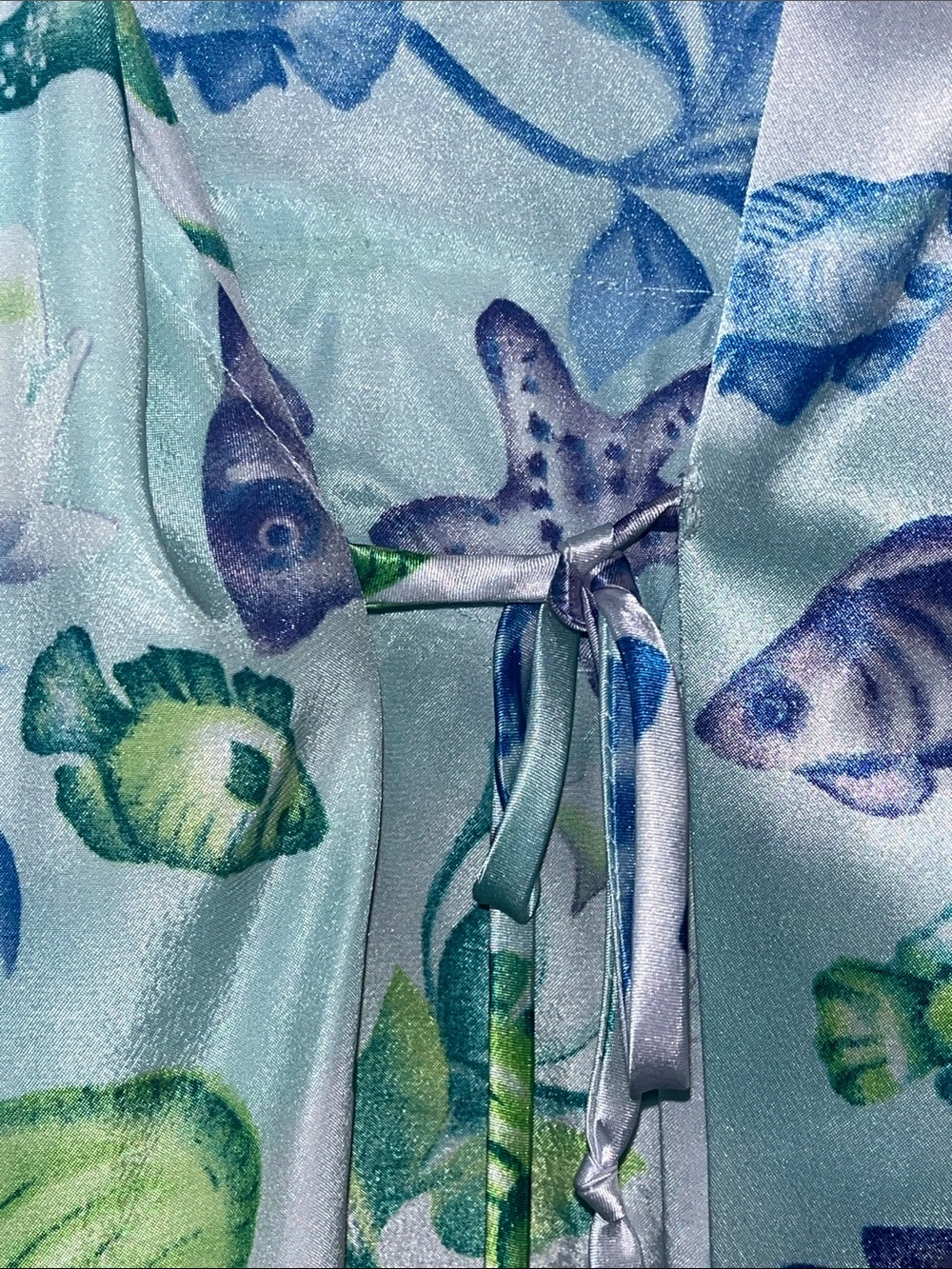 Victoria’s Secret Satin Tropical Under the Sea Purple and Green OS Mini Robe - Picture 5 of 9